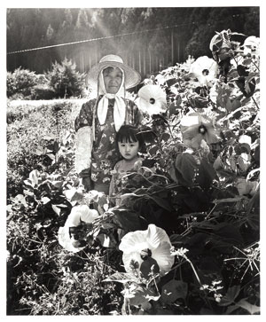 祖母と孫―アメリカ芙蓉の花―